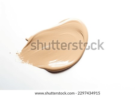 Liquid foundation strokes on light color background, Makeup creamy texture, Skin tone cosmetic product smear smudge swatch Royalty-Free Stock Photo #2297434915
