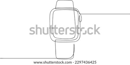Smart watch continuous single line drawing. Smart fitness tracker one line art. Vector illustration.