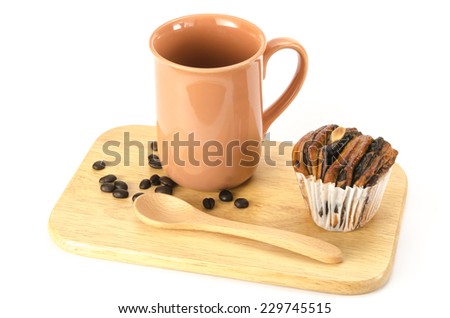 Image of cup chocolate dessert on white background