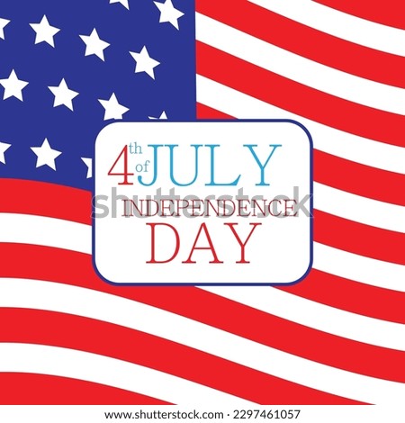 Poster 4th of july usa independence day, american flag on white background. Banner fourth of july, USA national holiday