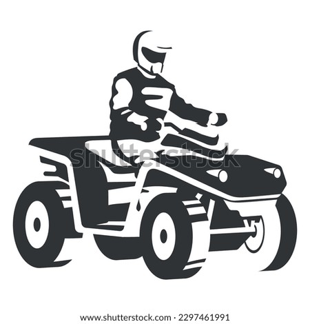 Atv Rider Black. Vector art illustration