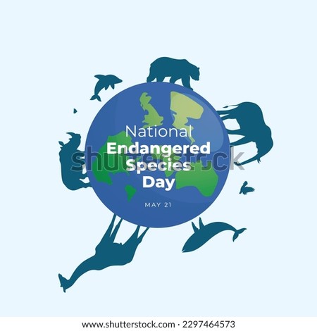 national endangered species day design template for celebration. endangered species giraffe elephant eagle butterfly bear whale dolphin vector design. animal silhoutte. 