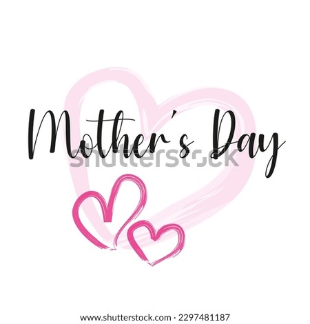 Mothers day greeting card with hearts and text on a white background 