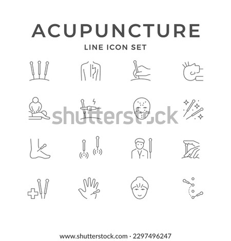 Set line icons of acupuncture Royalty-Free Stock Photo #2297496247