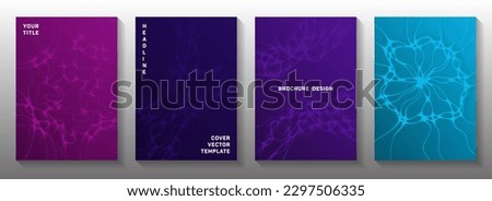 Biotechnology and neuroscience vector covers with neuron cells structure. Dynamic waves stream backgrounds. Soft title page vector layouts. Neurology scientific covers. Royalty-Free Stock Photo #2297506335