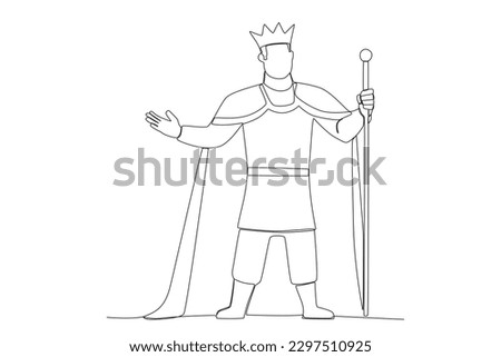 A king greets his people. King one-line drawing