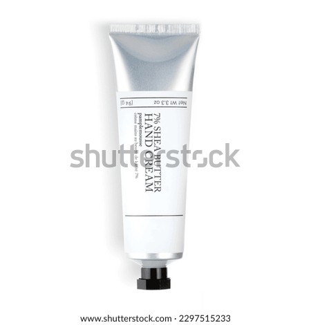Aluminium 75ml Hand Cream Tube Packaging Isolated on White. Modern Hand Skin Care Products Kit. Collapsible Squeeze Tube Cosmetic Containers with Flip Lid Royalty-Free Stock Photo #2297515233