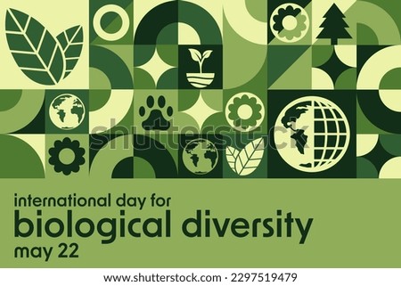 International Day for Biological Diversity. May 22. Holiday concept. Template for background, banner, card, poster with text inscription. Vector EPS10 illustration Royalty-Free Stock Photo #2297519479