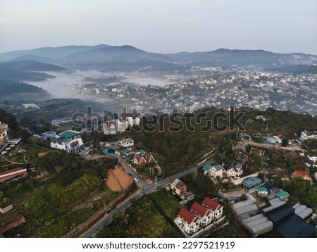 Beautiful cityscape of Dalat, Vietnam, aerial photography, aerial photography