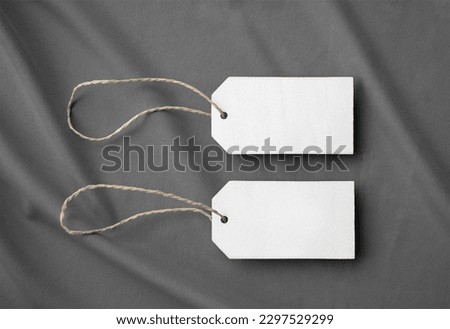 Wooden Labels on Fabric Surface