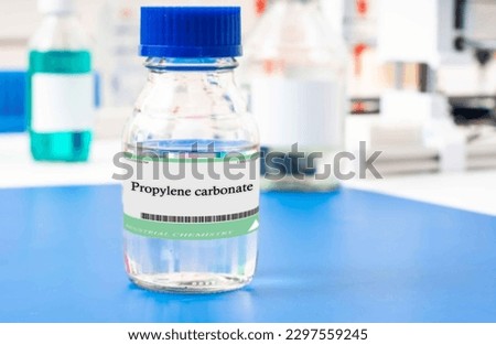 Propylene carbonate A polar aprotic solvent used in the production of electronics and as a solvent in the chemical industry. Royalty-Free Stock Photo #2297559245