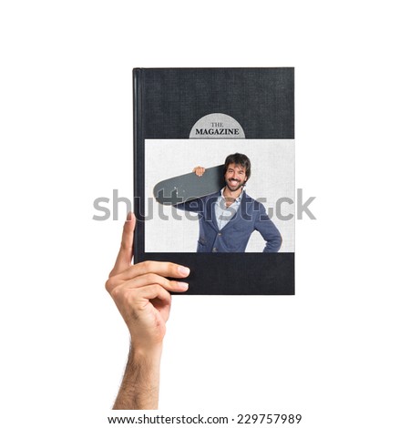 Businessman with skate printed on book