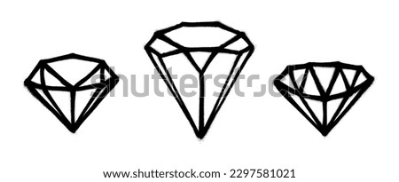 Three graffiti-style coated gems with black over white. Vector illustration