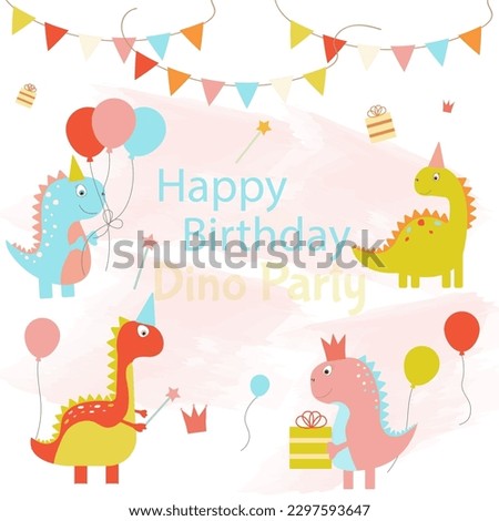 Cute Dino  happy birthday party