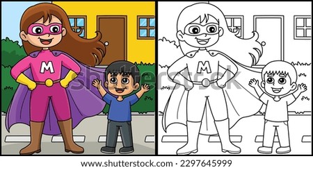 Mothers Day Supermom Coloring Page Illustration