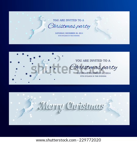 Set of colorful Christmas  with deer. New year banner