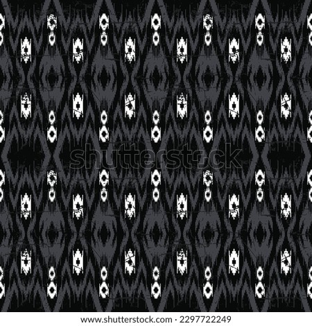 Beautiful figure tribal Ikat geometric ethnic pattern traditional background.black,white tone.Aztec style embroidery abstract vector illustration.design for texture,fabric,clothing,wrapping.
