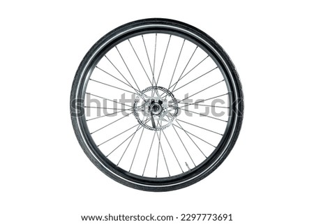 Bicycle wheel isolated over white background Royalty-Free Stock Photo #2297773691