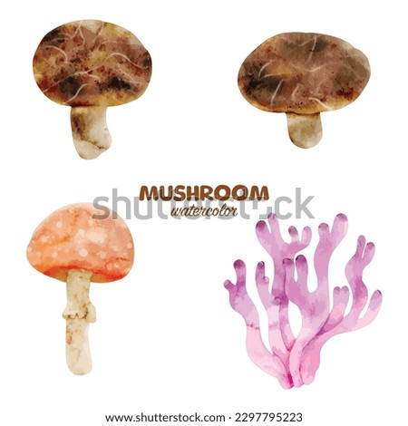 watercolor mushroom element clip art