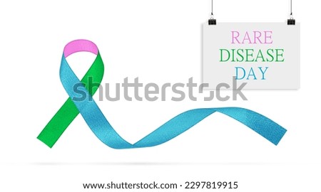 Rare Disease Day,Rare Disease Day Banner Background. Three-color ribbon for the world rare disease day on 28 of February. On a world map background. Royalty-Free Stock Photo #2297819915