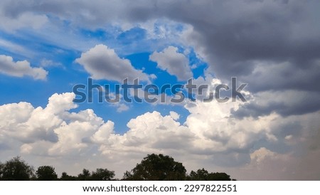 Beautiful cloudscape view, raining clouds in the sky