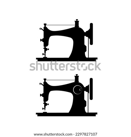 Sewing machine vintage manual icons vector.