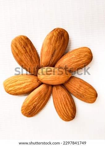 Almonds nuts food sweet almond nut  dry fruit Lauz  amendoa badem mandle  orechor amandel almendra badam closeup view image stock photo