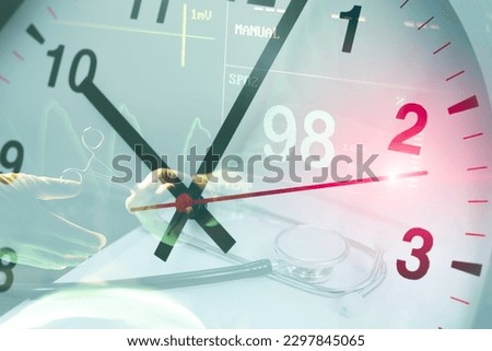 Speed perform doctor medical team tasks to save patients and people life in a rush race against emergency time in hospital concept. Royalty-Free Stock Photo #2297845065