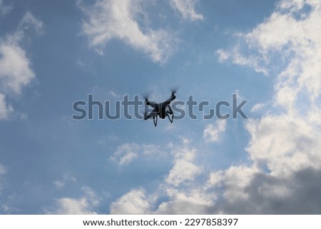 A drone in the air.