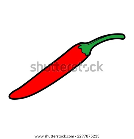 chilli vector illustration,isolated on white background,top view