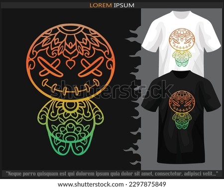 gradient Colorful Voodoo dolls mandala arts isolated on black and white t shirt.
