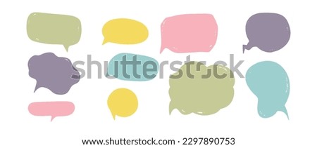Speech bubbles message set. Collection of grunge doodle bubble sketch isolated on white background. Vector illustration