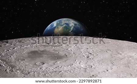 The Earth as Seen from the Surface of the Moon "Elements of this Image Furnished by NASA" Royalty-Free Stock Photo #2297892871