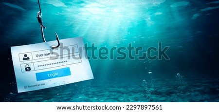 Phishing - Login Account Attached Fishing Hook - Risk Hacking Username And Password Royalty-Free Stock Photo #2297897561