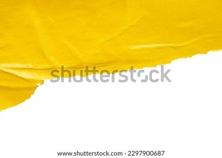 Yellow ripped paper torn edges strips isolated on white background Royalty-Free Stock Photo #2297900687