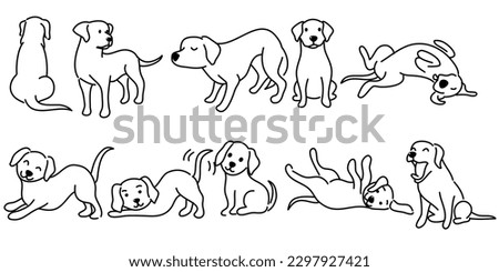 Hand drawn cute dogs doodles set. Vector illustration on white background.