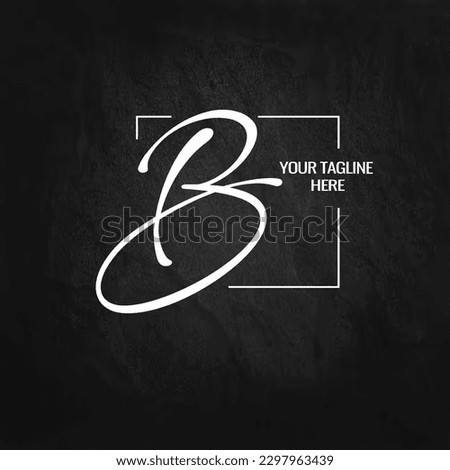Stylish Letter B White  color  Template with Background Signature Logo  Royalty-Free Stock Photo #2297963439