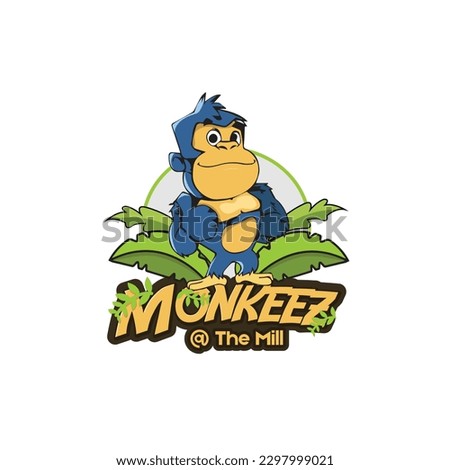 Playful kids logo monkey mascot design based of the theme of Jungle.