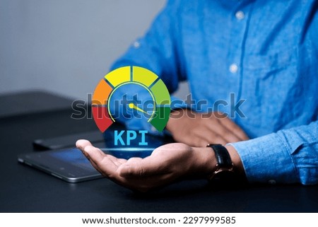 Speedometer with the word KPI, key performance indicator. business idea Data business analytics and data management system with KPIs.