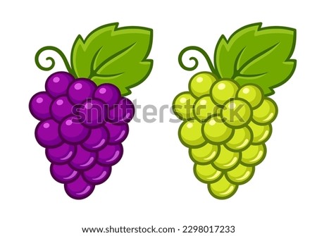 Red and white grape vine icon. Cartoon fruit or wine vector clip art illustration.