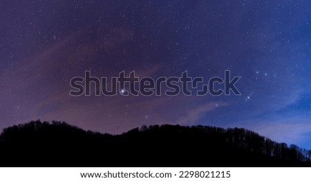 Sky full of stars captured from mountain in early spring