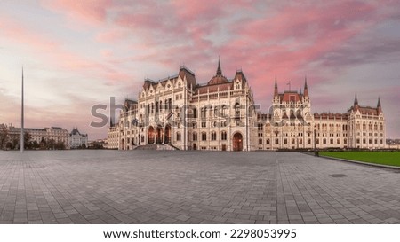 Panoramic View of Lajos Kossuth Square and The Building of The Hungarian Parliament. Royalty-Free Stock Photo #2298053995