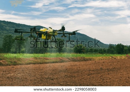 farmers are using Flying drone spraying medicine in agriculture