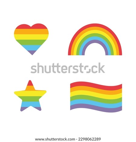 Vector rainbow set. Gay pride icon. Rainbow flag star heart. Gay icons template. Vector rainbow gay pride design elements