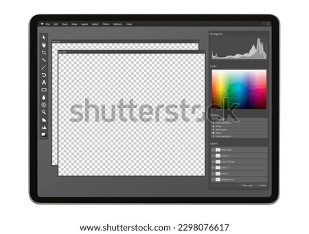 Photo editor user interface on tablet computer Royalty-Free Stock Photo #2298076617