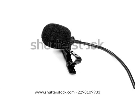 Lavalier microphone on white background