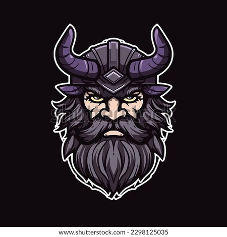 Vector Art of Odin Viking with Helmet
