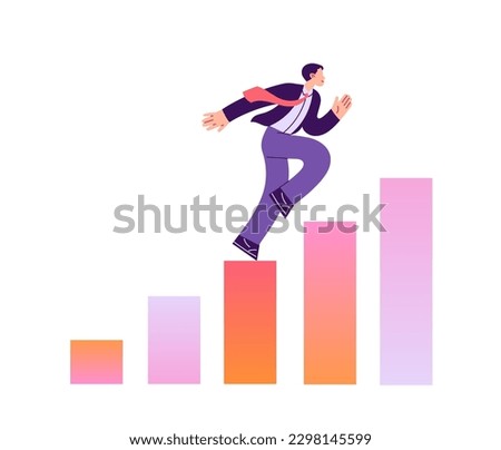 Business man running to reach higher target. Ambition to success