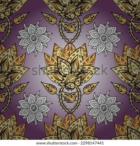 seamless golden pattern. vector golden floral ornament brocade textile and glass pattern. Gold metal with floral pattern. Colors with golden elements.
