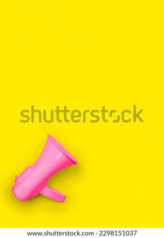 Loudhailer or megaphone. Announcement, advertising, public hearing concept. Mockup design with loudspeaker, background with blank empty space for copy space Royalty-Free Stock Photo #2298151037